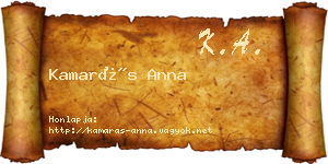 Kamarás Anna névjegykártya